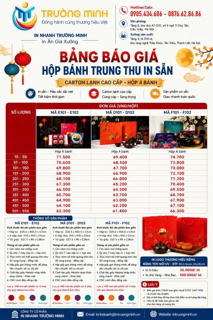 Bảng Giá Hộp Sẵn Đựng Bánh Trung Thu 2026 Bảng Giá Hộp Sẵn Đựng Bánh Trung Thu 2026